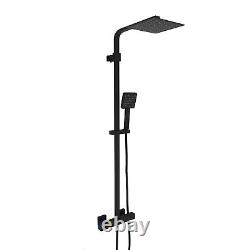 Modern Square Matte Black Exposed Thermostatic Mixer Shower Set With Shower Head