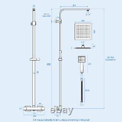 Modern Square Matte Black Exposed Thermostatic Mixer Shower Set With Shower Head