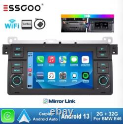 NEW BMW E46 Wireless CarPlay Android Auto Head Unit Radio Stereo Bluetooth + CAM