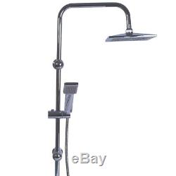New Dual Bath Shower Bathroom Square Head Mixer Tap Bar Hose Set Riser Rail Bar