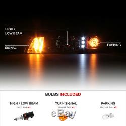 PAIR 87-93 Ford Mustang 1PC Upgrade LED DRL Head Light Signal Lamp Black Clear