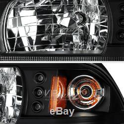 PAIR 87-93 Ford Mustang 1PC Upgrade LED DRL Head Light Signal Lamp Black Clear
