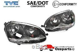 Pair LH+RH Head Light Lamp Black Halogen For Volkswagen VW Golf MK 5 GTi 0408