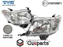 Pair LH+RH Head Light Lamp Chrome For Toyota Hilux 20112015 2WD 4WD Ute