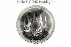 Pair of Hella 5 3/4 RHD 12v H4 Head lights Lamps Dipped Main Beam & Sidelight