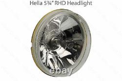 Pair of Hella 5 3/4 RHD 12v H4 Head lights Lamps Dipped Main Beam & Sidelight