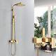 Polished Gold Bathroom Shower Set Mixer Tap 8 Square Head Top Spray Hand Shower