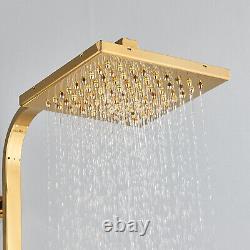 Polished Gold Bathroom Shower Set Mixer Tap 8 Square Head Top Spray Hand Shower