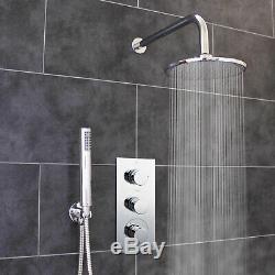 Premium Concealed Thermostatic Shower Mixer Valve 2 Outlets Round Head & Handset