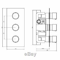 Premium Concealed Thermostatic Shower Mixer Valve 2 Outlets Round Head & Handset