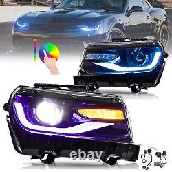 RGB LED Headlights Assembly For 2014 2015 Chevrolet Camaro withSequential Signals