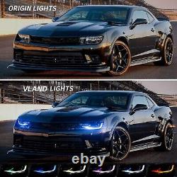 RGB LED Headlights Assembly For 2014 2015 Chevrolet Camaro withSequential Signals