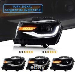 RGB LED Headlights Assembly For 2014 2015 Chevrolet Camaro withSequential Signals