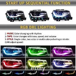 RGB LED Headlights Assembly For 2014 2015 Chevrolet Camaro withSequential Signals