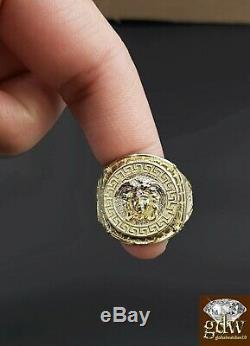 Real 10k Gold Mens Ring Medusa Head Thick band, Pinkey Ring, casual, Sizable, 10