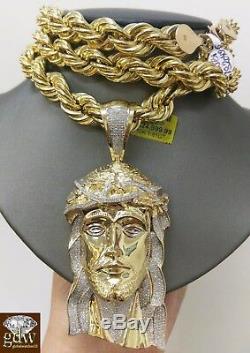 Real 10k Yellow Gold Men's 1.81 Ct Diamond Jesus Head Charm/Pendent, Cross, Angel