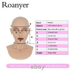 Roanyer Realistic Silicone Caucasian Female Head Mask Collar Crossdresser For DQ