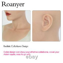 Roanyer Realistic Silicone Caucasian Female Head Mask Collar Crossdresser For DQ