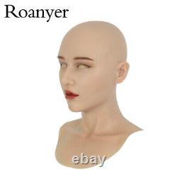 Roanyer Realistic Silicone Caucasian Female Head Mask Collar Crossdresser For DQ