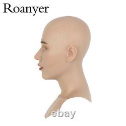 Roanyer Realistic Silicone Caucasian Female Head Mask Collar Crossdresser For DQ