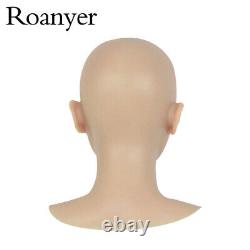 Roanyer Realistic Silicone Caucasian Female Head Mask Collar Crossdresser For DQ