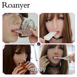 Roanyer Realistic Silicone Caucasian Female Head Mask Collar Crossdresser For DQ