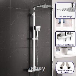 Rosa Exposed Thermostatic Shower Mixer Bathroom Twin Head Round Square Bar Set