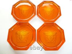 Rosenthal Versace Glass Coasters 6 Medusa Head BRAND NEW Boxed Amber Authentic