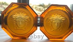 Rosenthal Versace Glass Coasters 6 Medusa Head BRAND NEW Boxed Amber Authentic