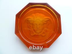 Rosenthal Versace Glass Coasters 6 Medusa Head BRAND NEW Boxed Amber Authentic