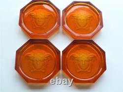 Rosenthal Versace Glass Coasters 6 Medusa Head BRAND NEW Boxed Amber Authentic
