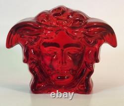 Rosenthal Versace Glass Paperweight Red Brand New Boxed Authentic Medusa Head