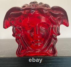 Rosenthal Versace Glass Paperweight Red Brand New Boxed Authentic Medusa Head