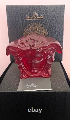 Rosenthal Versace Glass Paperweight Red Brand New Boxed Authentic Medusa Head