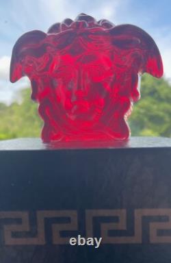 Rosenthal Versace Glass Paperweight Red Brand New Boxed Authentic Medusa Head