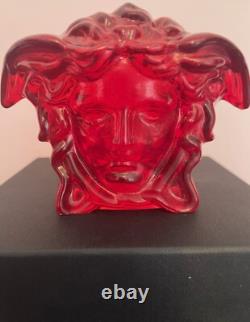 Rosenthal Versace Glass Paperweight Red Brand New Boxed Authentic Medusa Head