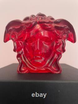 Rosenthal Versace Glass Paperweight Red Brand New Boxed Authentic Medusa Head