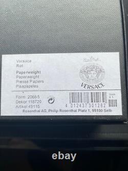 Rosenthal Versace Glass Paperweight Red Brand New Boxed Authentic Medusa Head