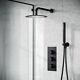 Round Black Matt Rainfall Shower Head And Hand Held Thermostatic Control Temel