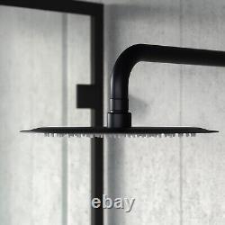 Round Black Matt Rainfall Shower Head and Hand Held Thermostatic Control Temel