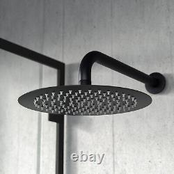 Round Black Matt Rainfall Shower Head and Hand Held Thermostatic Control Temel