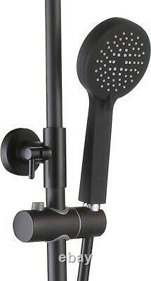 Round Black Thermostatic Dual Control Twin Head Shower Mixer Ultra Thin + Kit