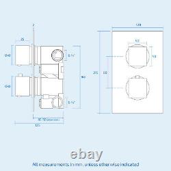 Round Square 2 Dial 2 Way Concealed Thermostatic Shower Head Mixer Valve Set