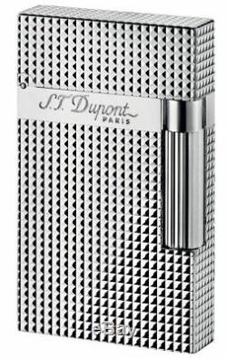 S. T. Dupont Ligne 2, Silver Plated Diamond Head Lighter, ST 016184 New In Box