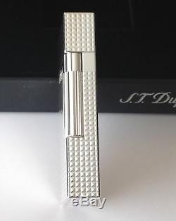 S. T. Dupont Ligne 2, Silver Plated Diamond Head Lighter, ST 016184 New In Box