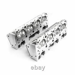 SBC Chevy 350 Complete Straight Alum Cylinder Heads 190cc 64 3/8 Studs G Plates