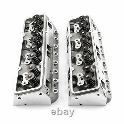 SBC Chevy 350 Complete Straight Alum Cylinder Heads 190cc 64 3/8 Studs G Plates