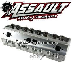 SBC Complete Aluminum Cylinder Heads Angle Plug 205cc. 550 Springs 3/8 Studs