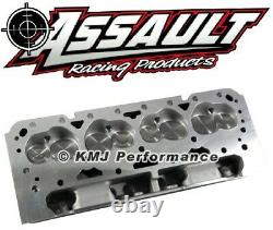 SBC Complete Aluminum Cylinder Heads Angle Plug 205cc. 550 Springs 3/8 Studs