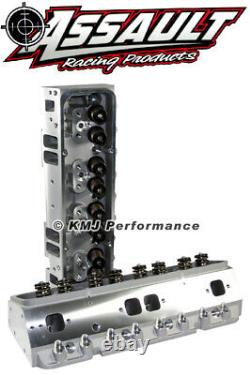 SBC Complete Aluminum Cylinder Heads Straight Plug 205cc. 550 Springs 3/8 Studs